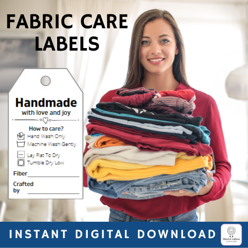 Fabric Care Labels Tags - Wash Dry Instructions for Handmade