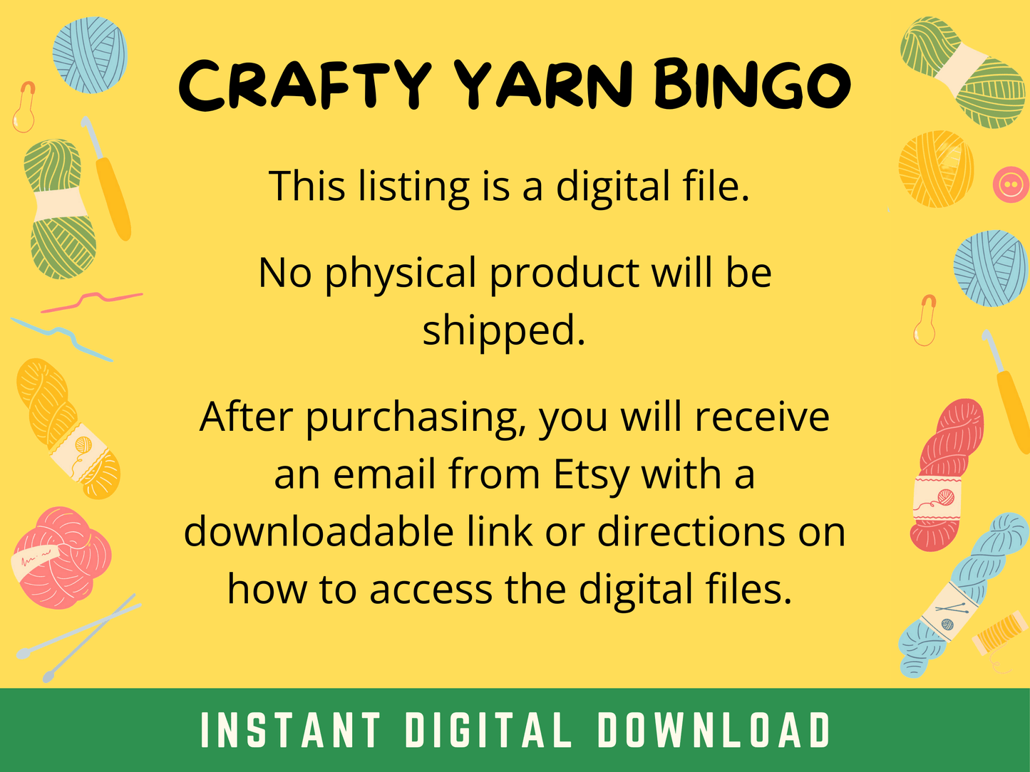 Crafty Bingo for Yarn Lovers, 50 Bingo Cards