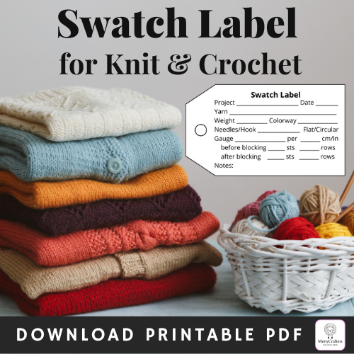 Knitting Swatch Label - Record Gauge Notes