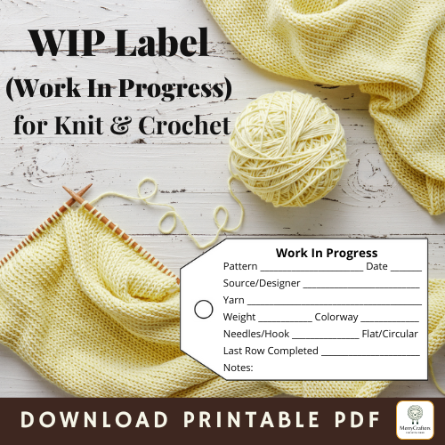 WIP (Work In Progress) Labels - Pattern Notes - Progress